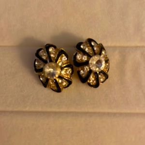 Faux black gold diamond earrings